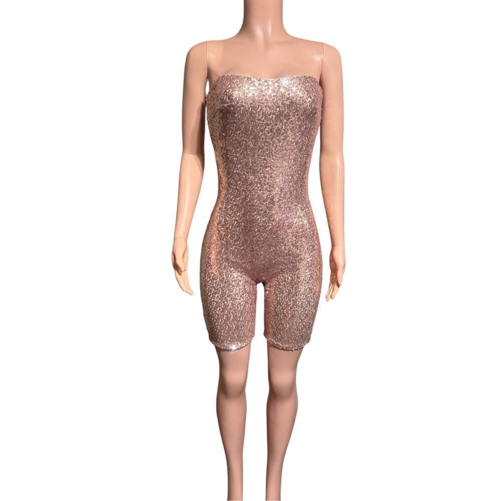 Fashinova tubetop pink sequin romper M
